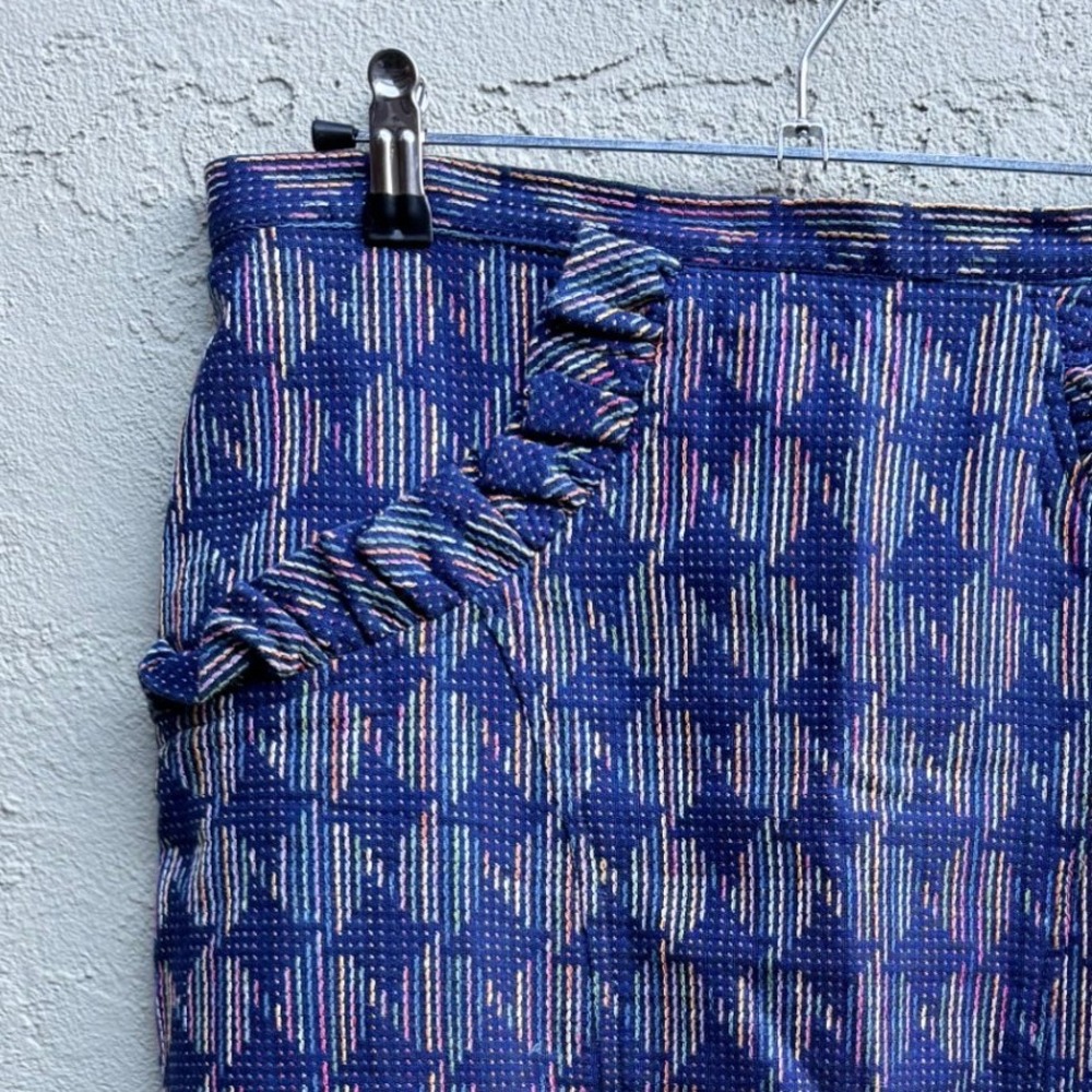 Anthropologie Eva Franco Textured Navy Blue Ruffle Pencil Skirt SZ 10 Career - Picture 2 of 6